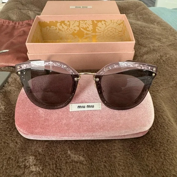 Miu Miu MU03TS Pink Purple Glitter Sunglasses - Picture 2 of 11